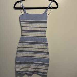 Super Down size S baby blue striped mini dress perfect for spring summer